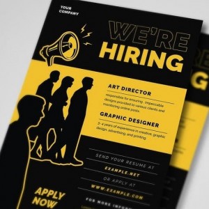 Mẫu tuyển dụng giám đốc hình ảnh và chuyên viên thiết kế đơn giản mà vẫn thu hút nhờ hình ảnh bóng đen mẫu tờ rơi quảng cáo tuyển dụng